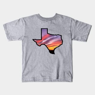 Texas Lone Star State with Sunset Background Kids T-Shirt